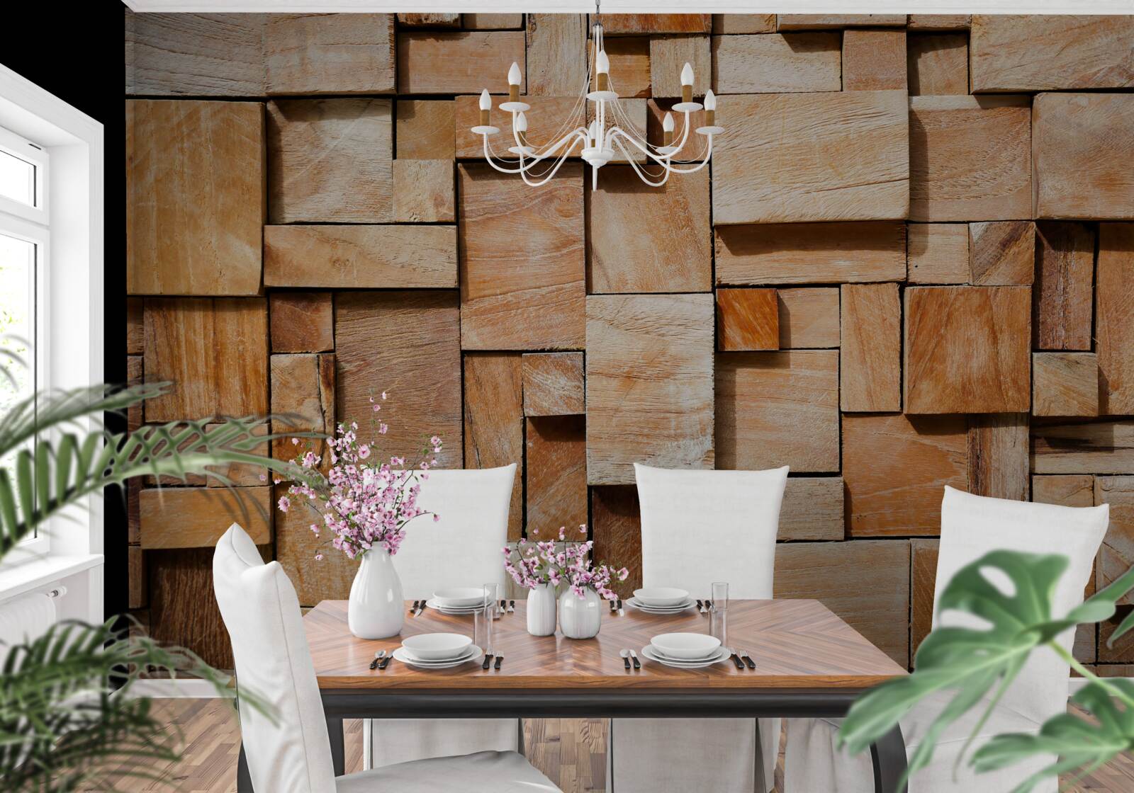 Фотошпалери декоративний виріб з дерев'яних фрагментів