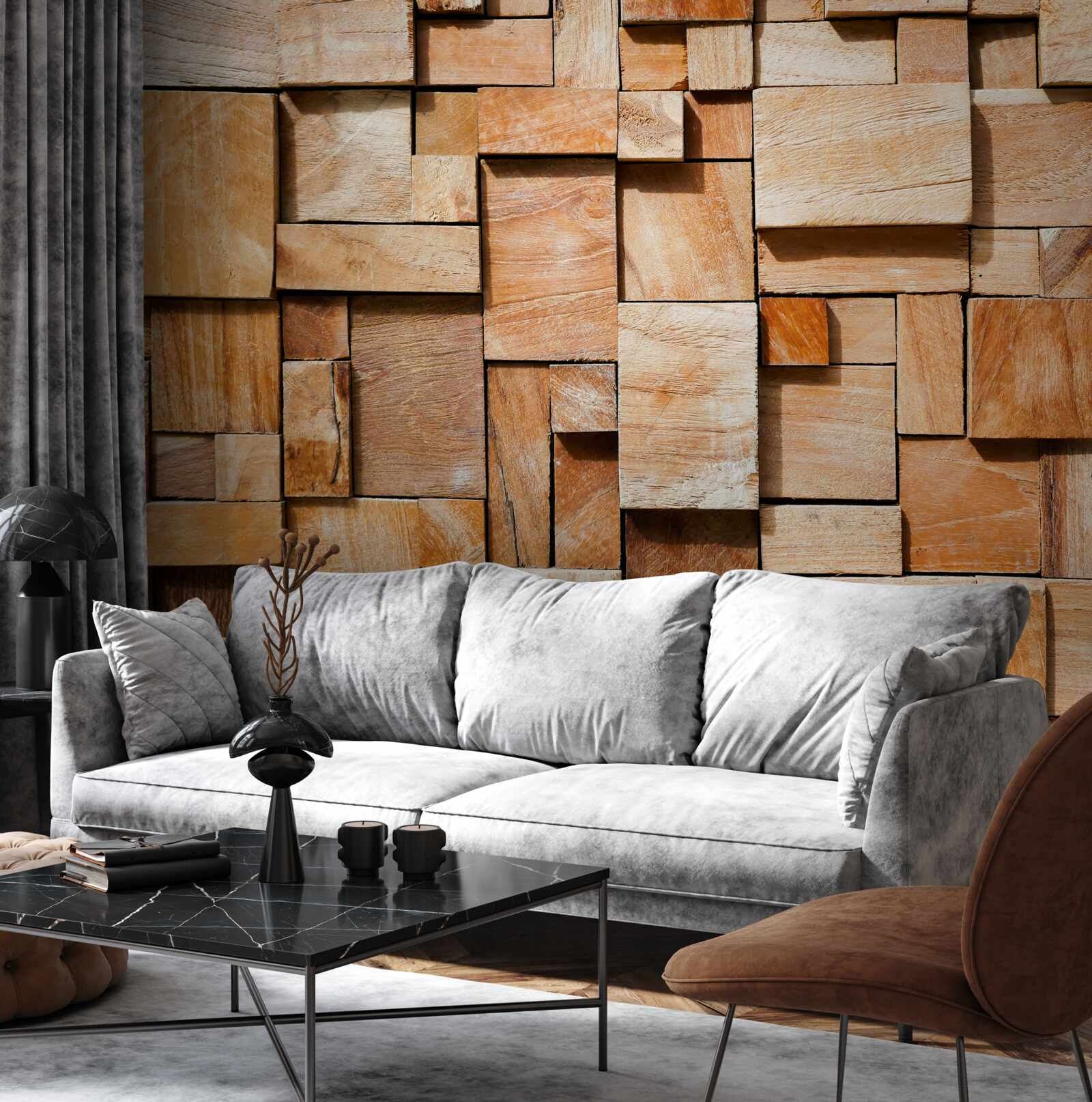 Фотошпалери декоративний виріб з дерев'яних фрагментів