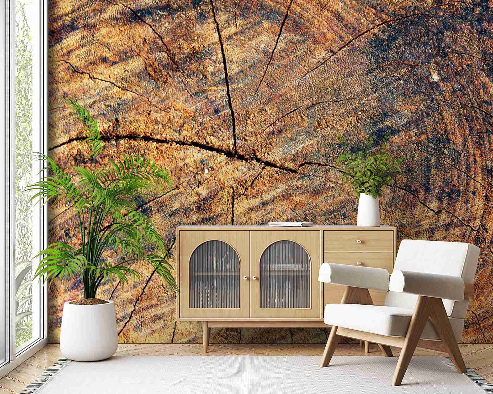 Фотошпалери Ланцюги життя дерев на зрубаному стовбурі