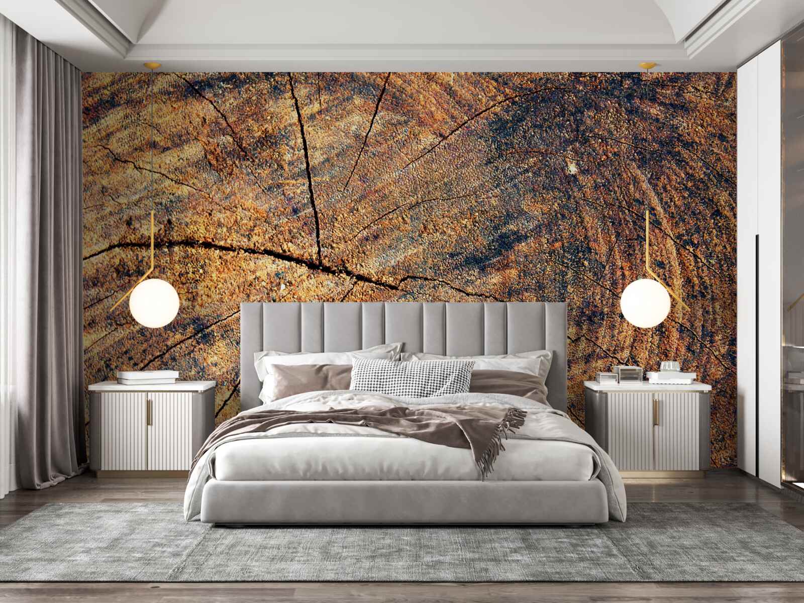 Фотошпалери Ланцюги життя дерев на зрубаному стовбурі