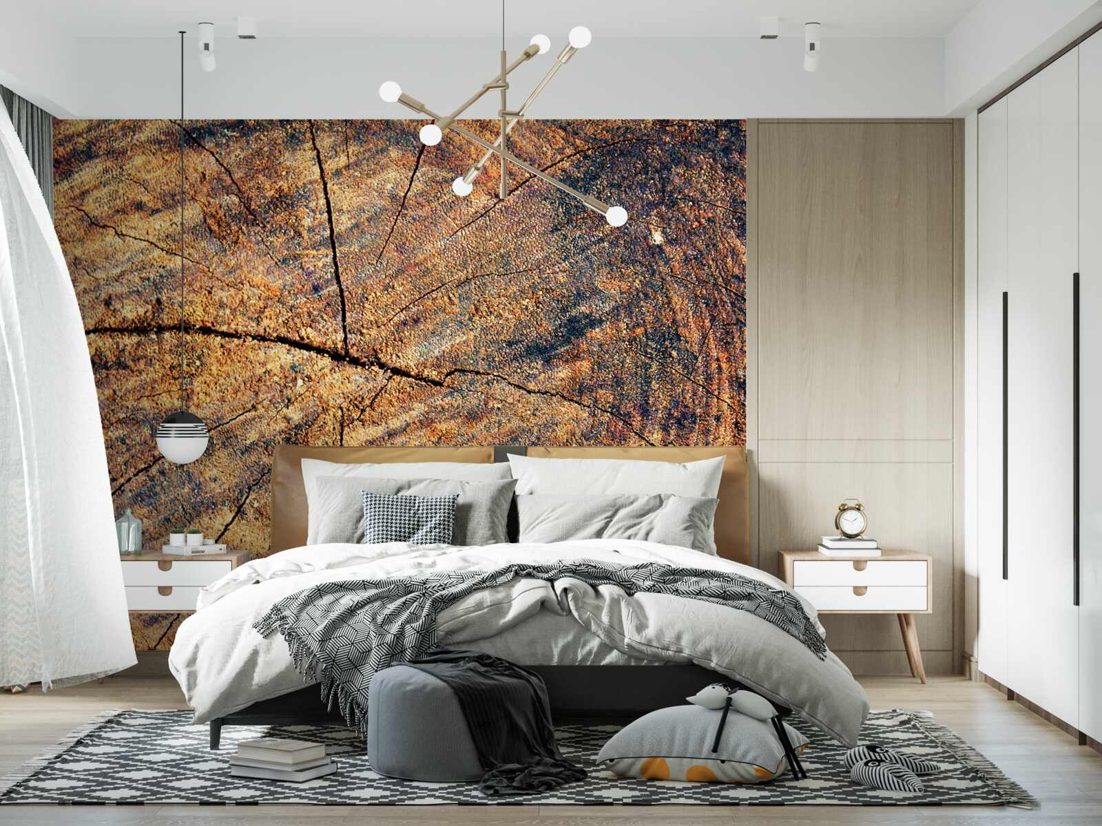 Фотошпалери Ланцюги життя дерев на зрубаному стовбурі