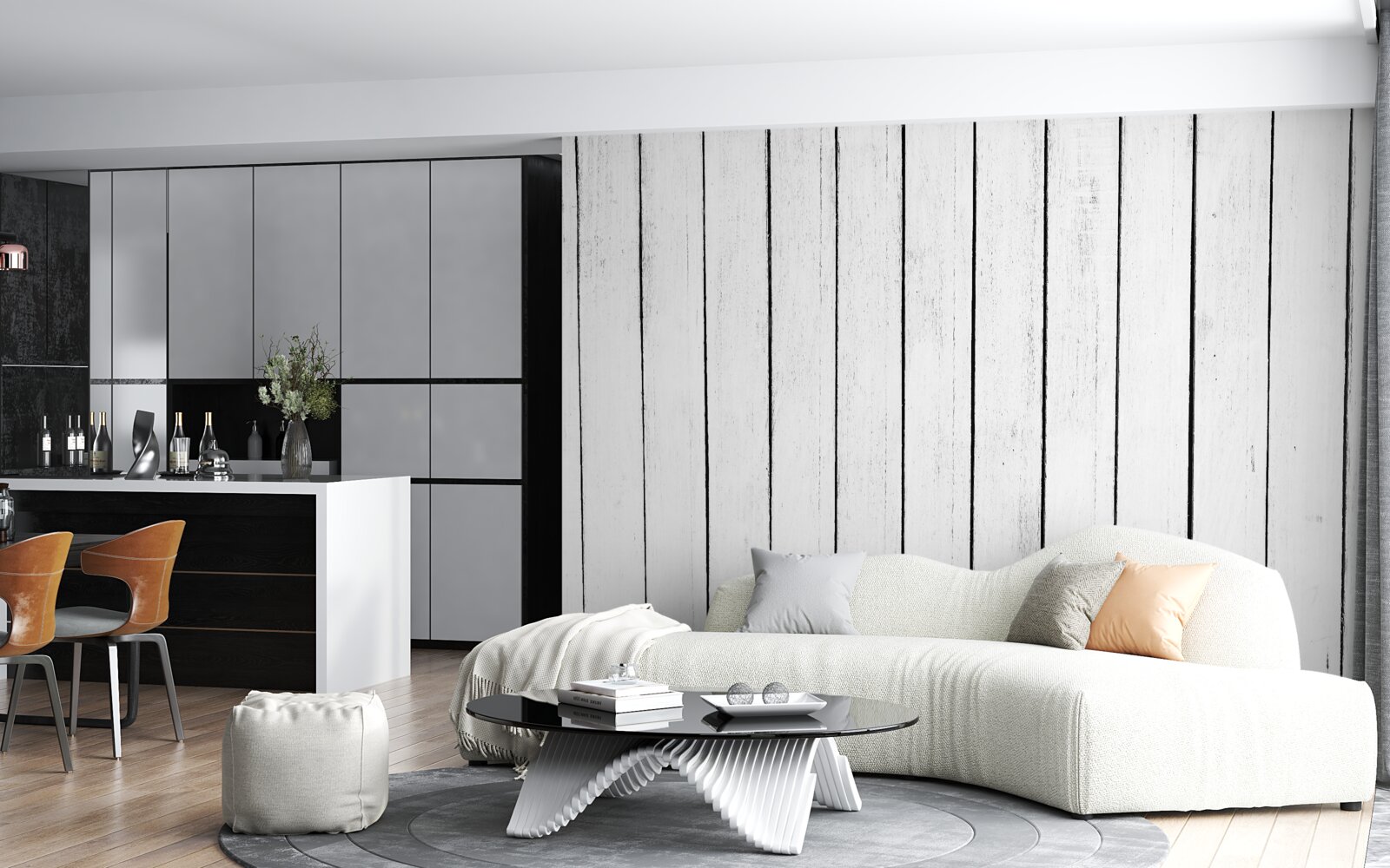 Фотошпалери біла паркетна дошка