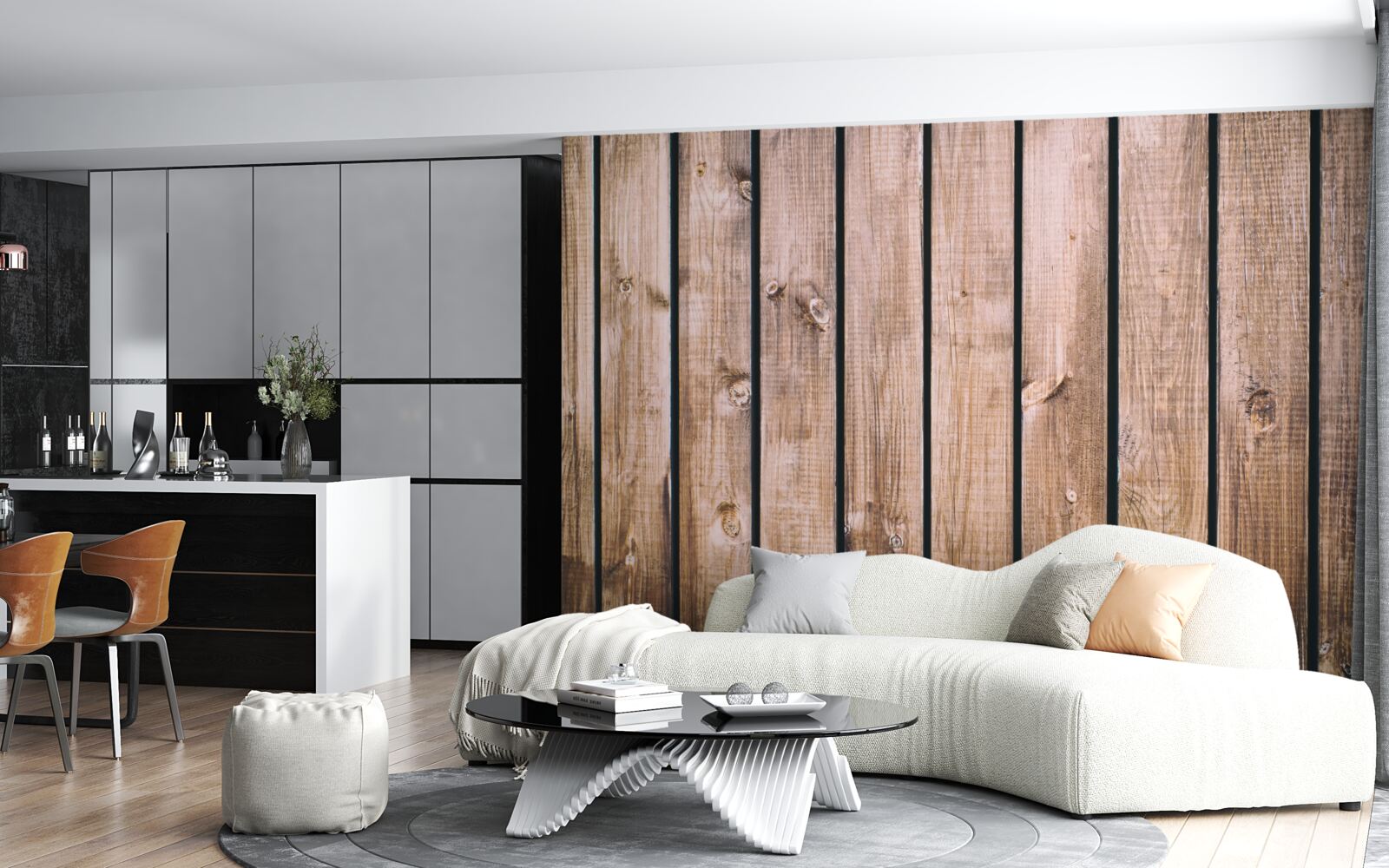 Фотошпалери коричнева паркетна дошка