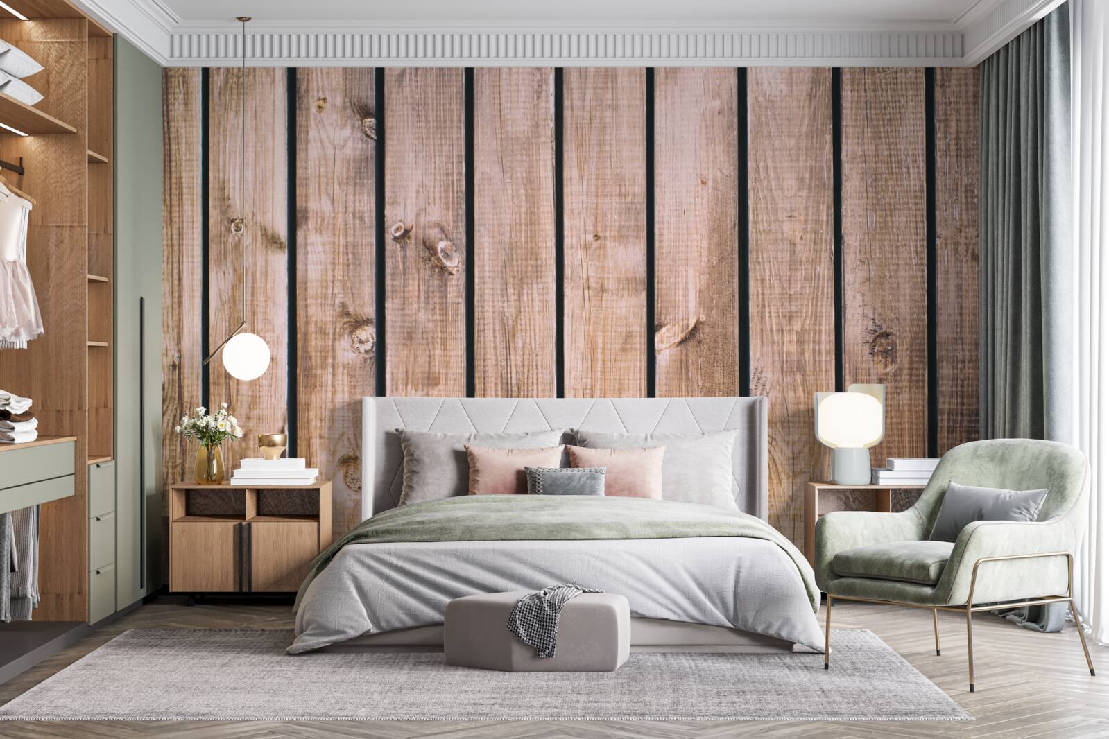 Фотошпалери коричнева паркетна дошка