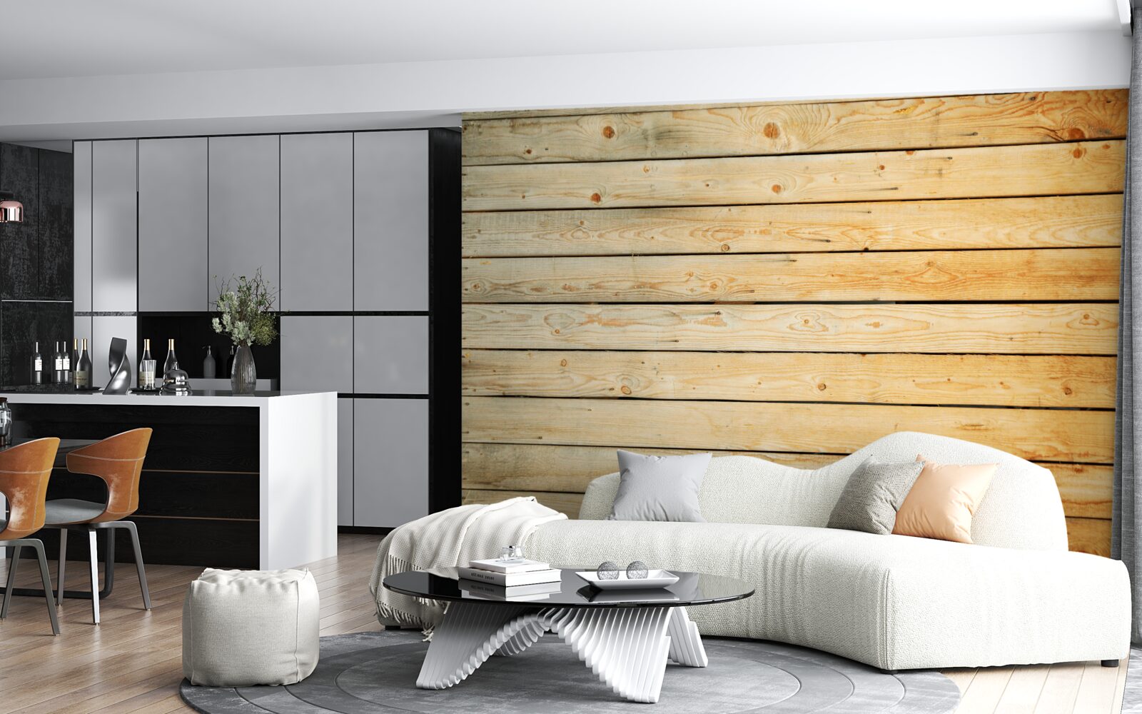 Фотошпалери кийки зі світло-коричневого дерева