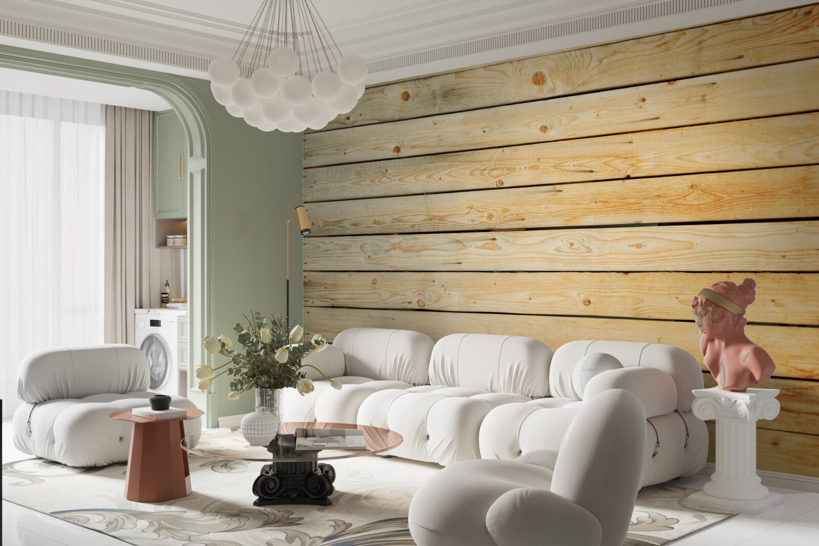 Фотошпалери кийки зі світло-коричневого дерева