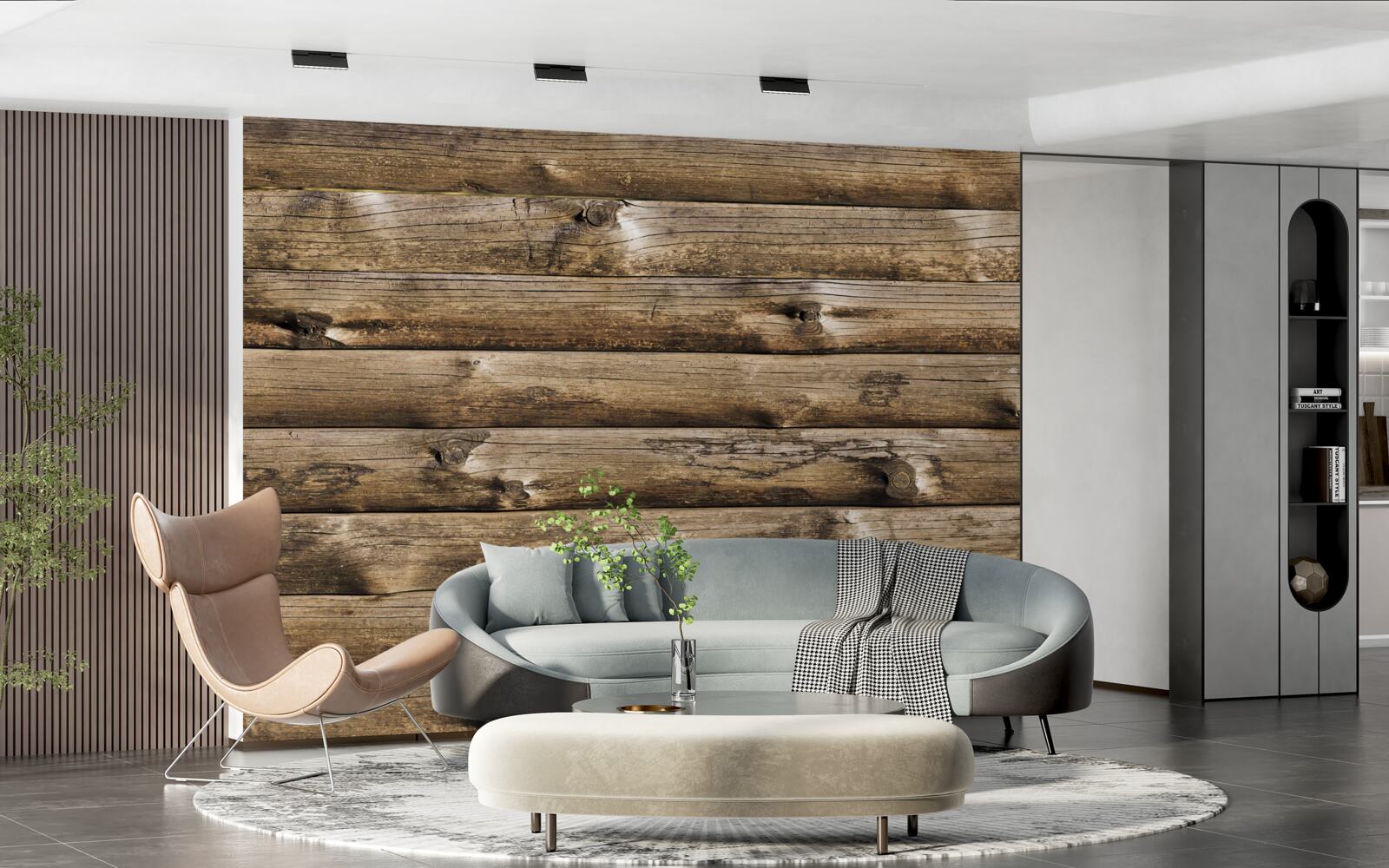 Фотошпалери Стіна з коричневого зрубу