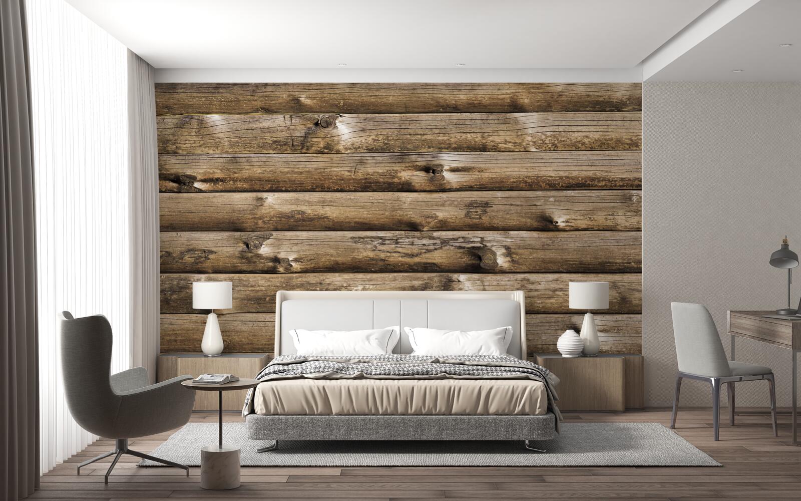 Фотошпалери Стіна з коричневого зрубу