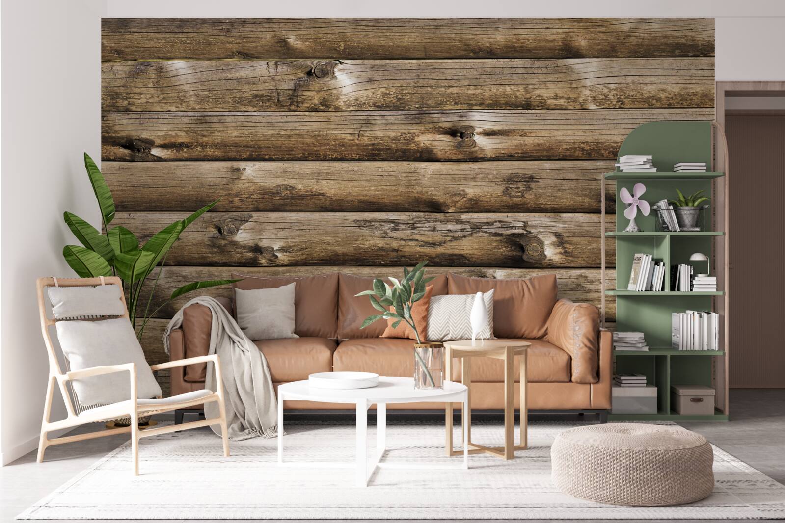 Фотошпалери Стіна з коричневого зрубу