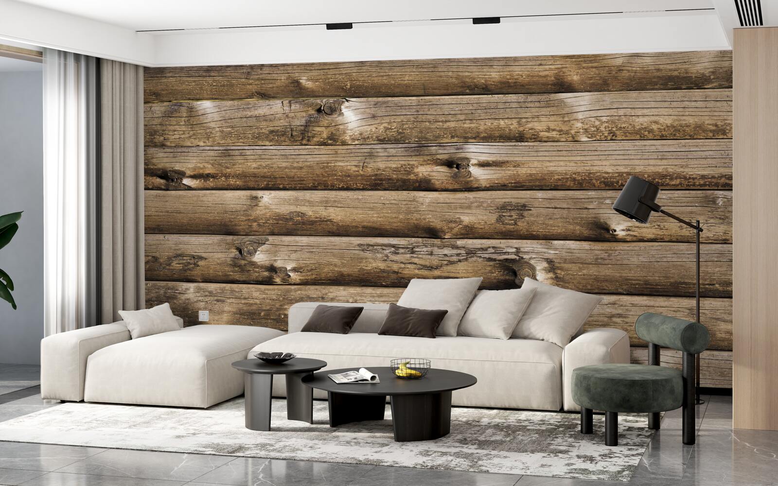 Фотошпалери Стіна з коричневого зрубу