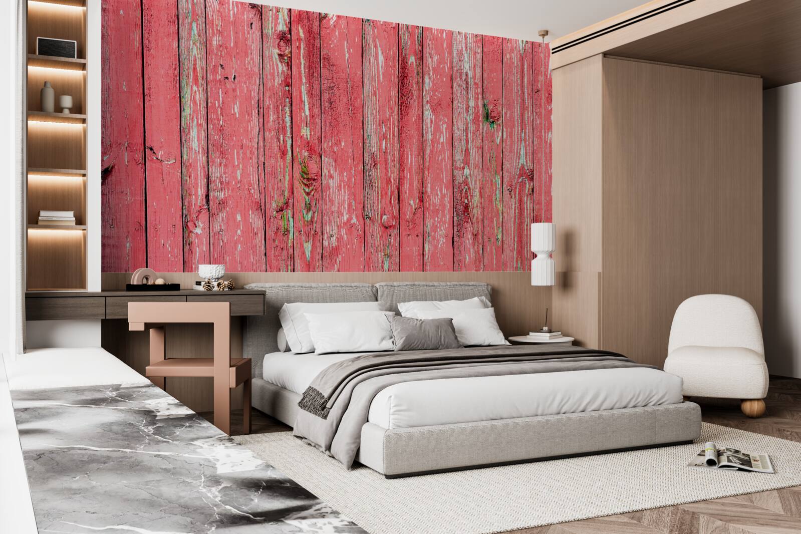 Фотошпалери паркан пофарбований у рожевий колір