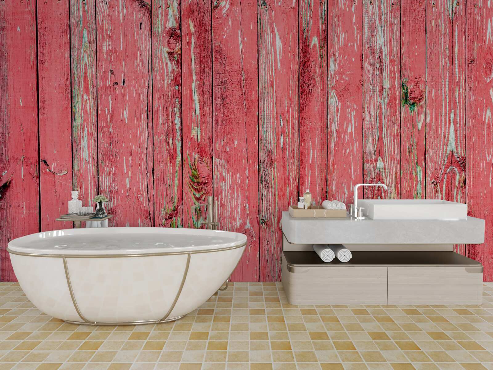 Фотошпалери паркан пофарбований у рожевий колір