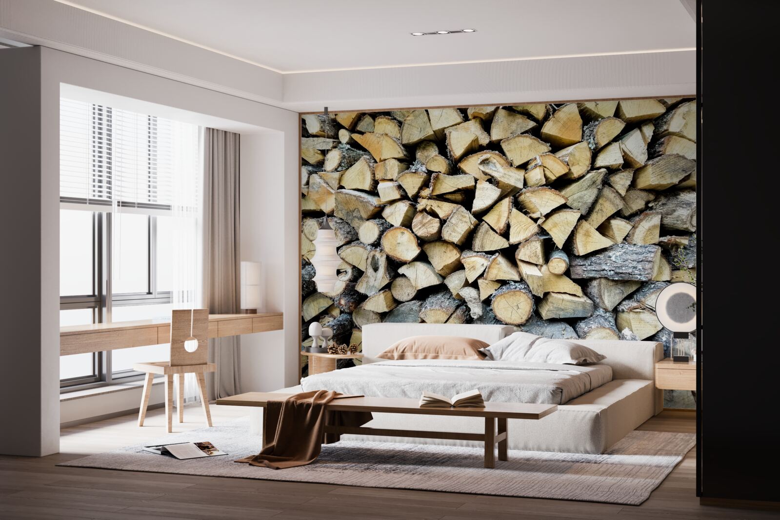 Фотошпалери відходи дерев'яних блоків