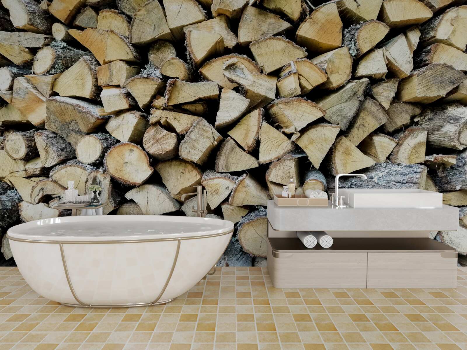 Фотошпалери відходи дерев'яних блоків