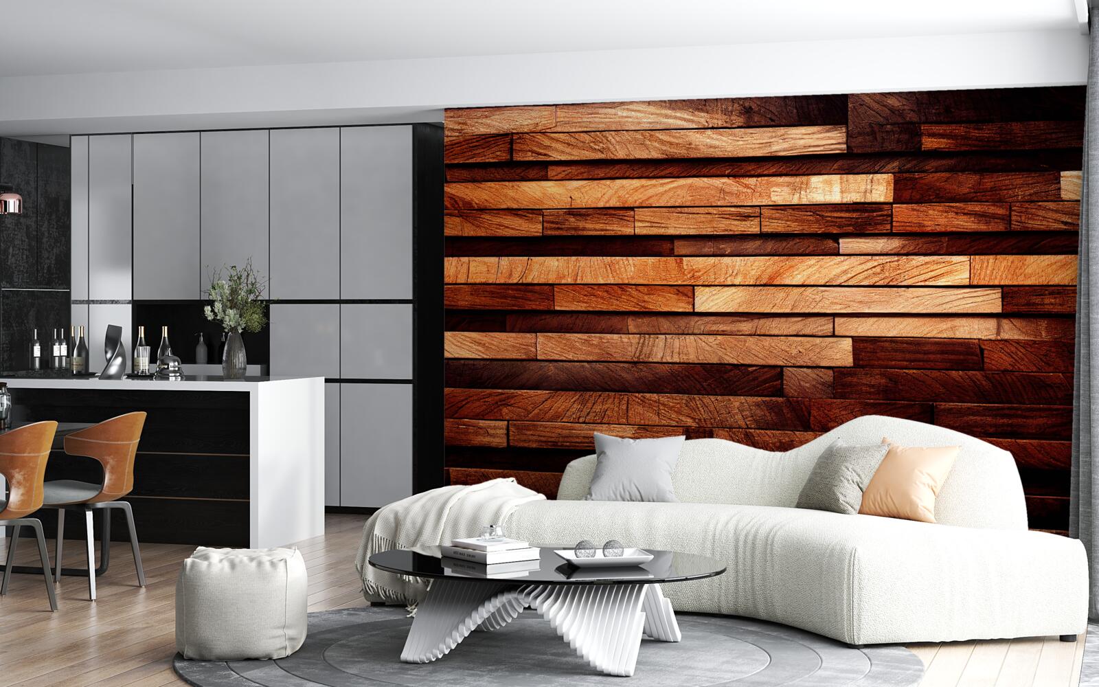 Фотошпалери дерев'яна стіна, зібрана з балок