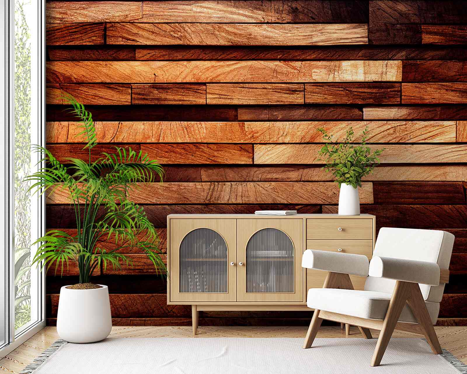 Фотошпалери дерев'яна стіна, зібрана з балок