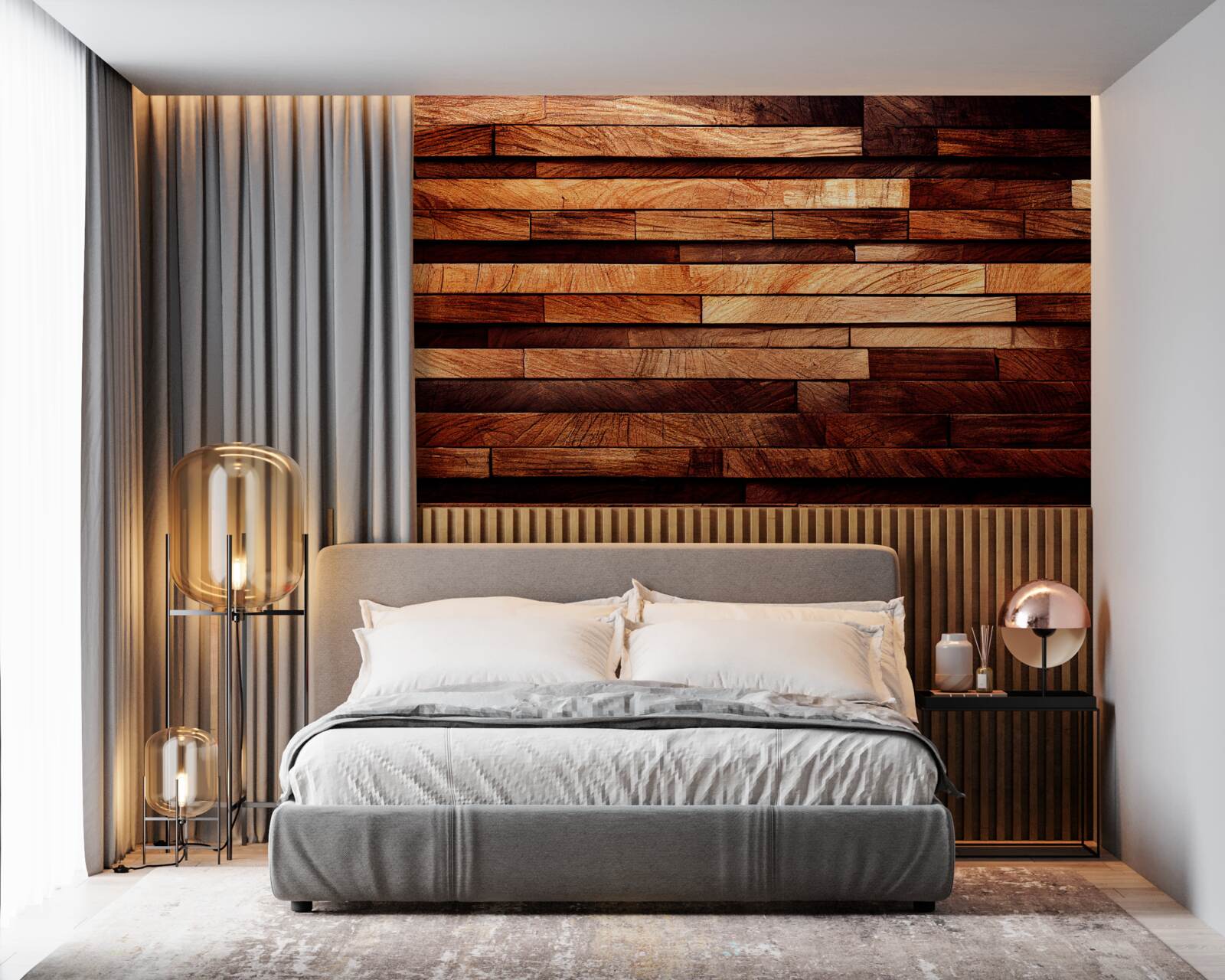 Фотошпалери дерев'яна стіна, зібрана з балок