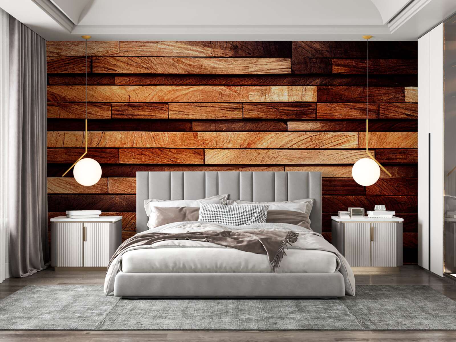 Фотошпалери дерев'яна стіна, зібрана з балок