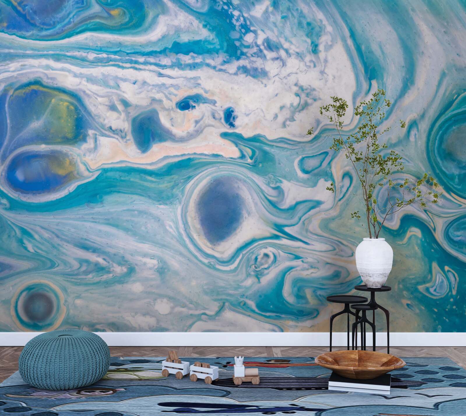 Фотошпалери синя епоксидна смола