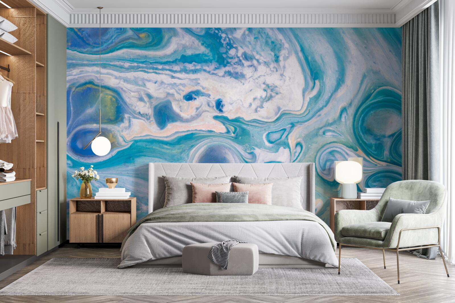 Фотошпалери синя епоксидна смола