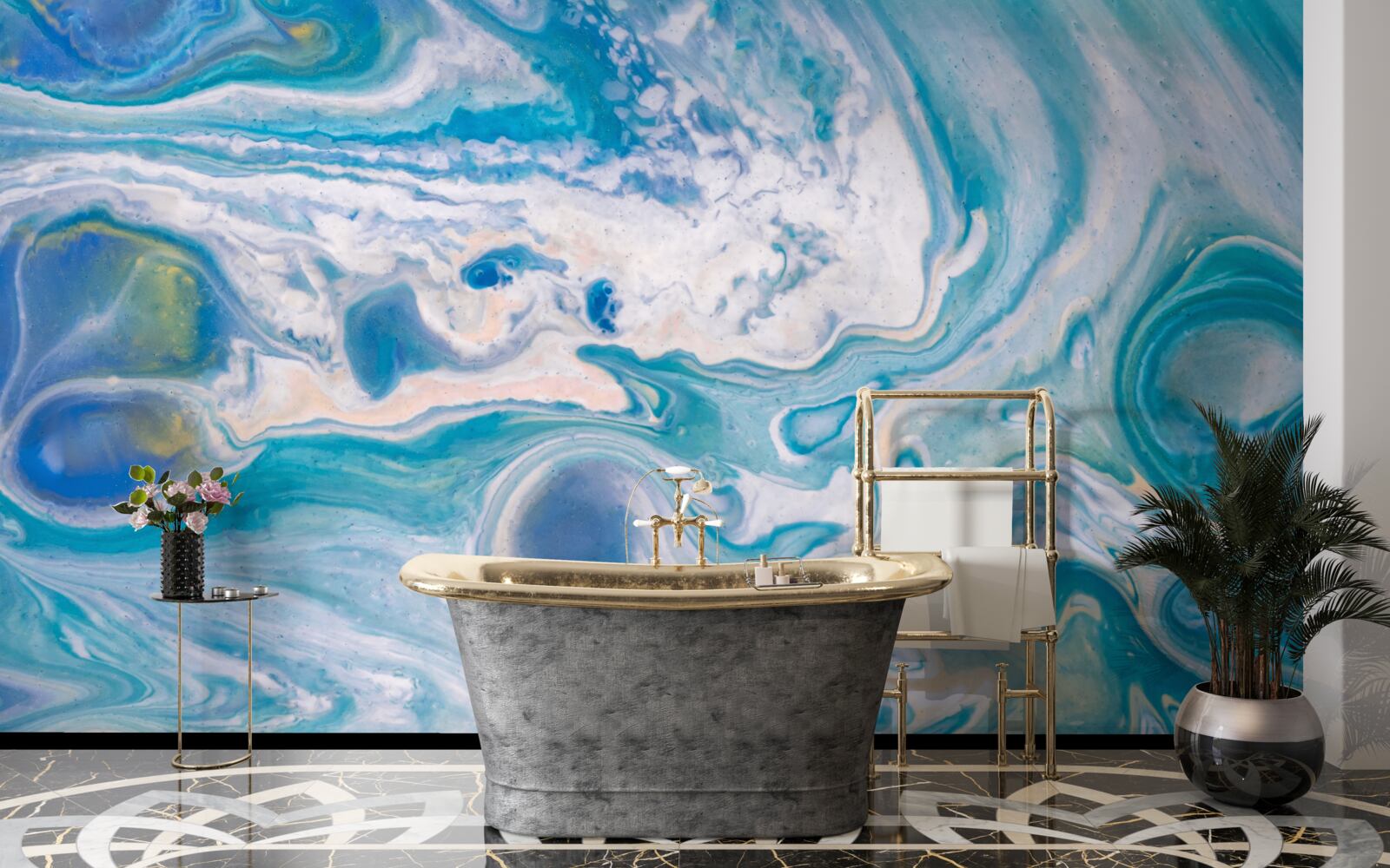 Фотошпалери синя епоксидна смола