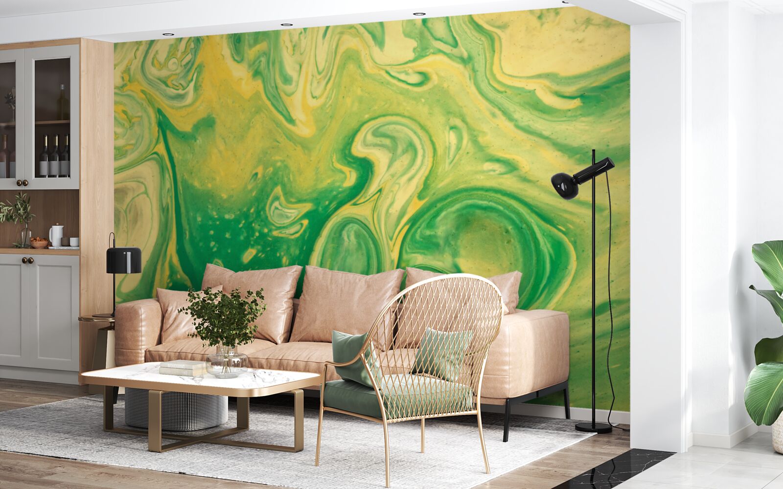 Фотошпалери зелено-жовті плями на фоні