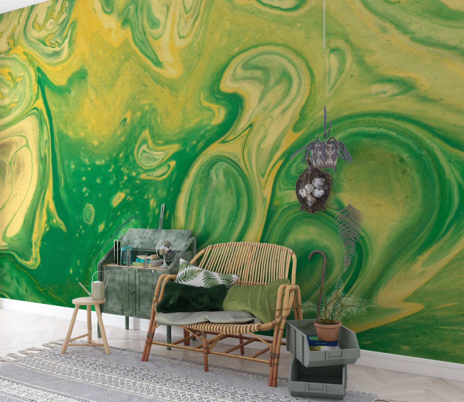 Фотошпалери зелено-жовті плями на фоні