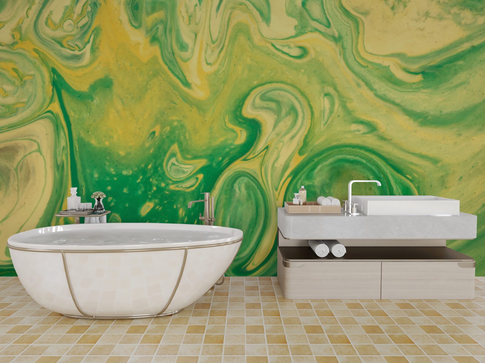 Фотошпалери зелено-жовті плями на фоні