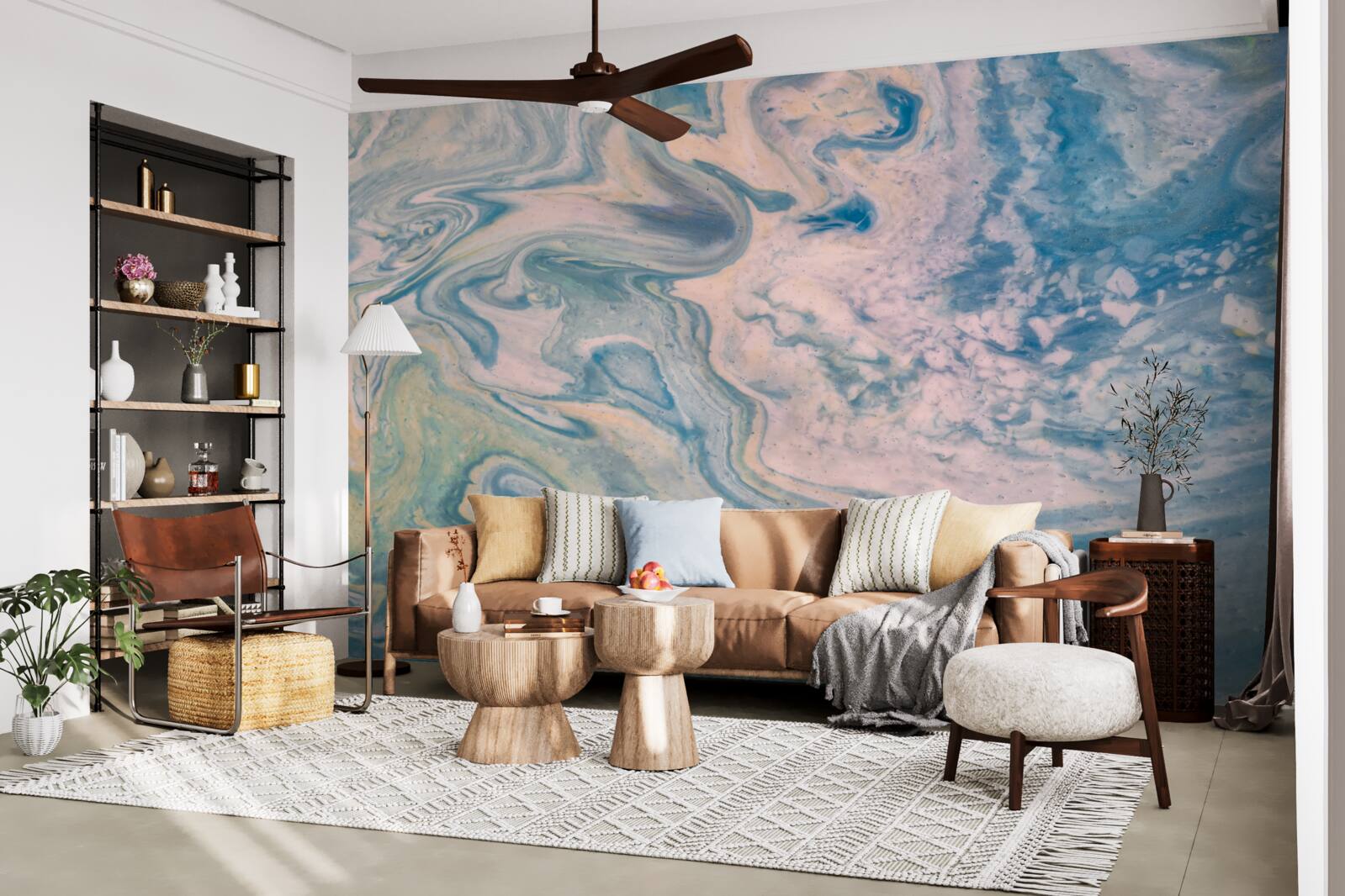 Фотошпалери різнокольорові абстрактні лінії, що рухаються плавними траєкторіями