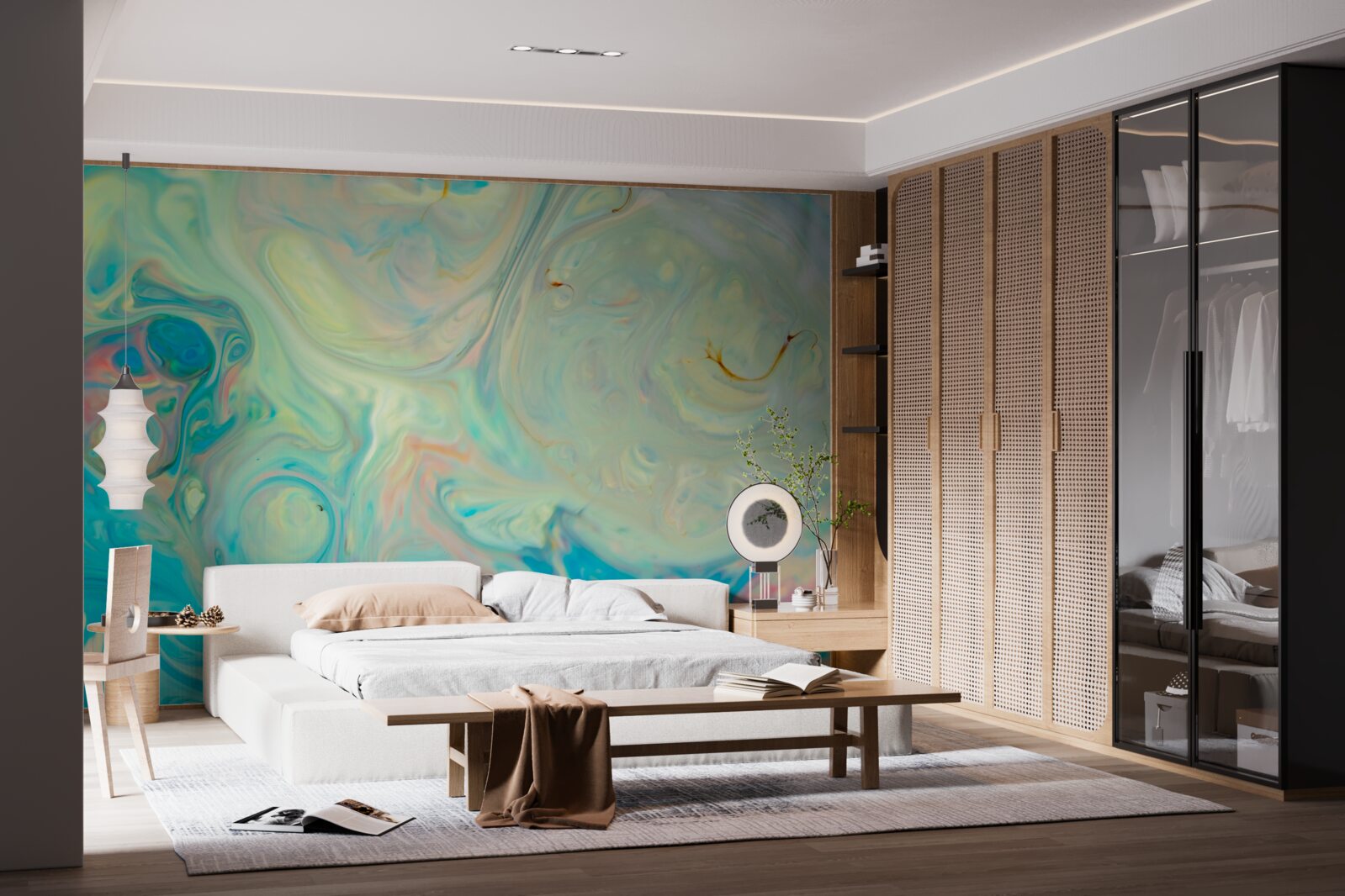 Фотошпалери світло-бірюзовий фон