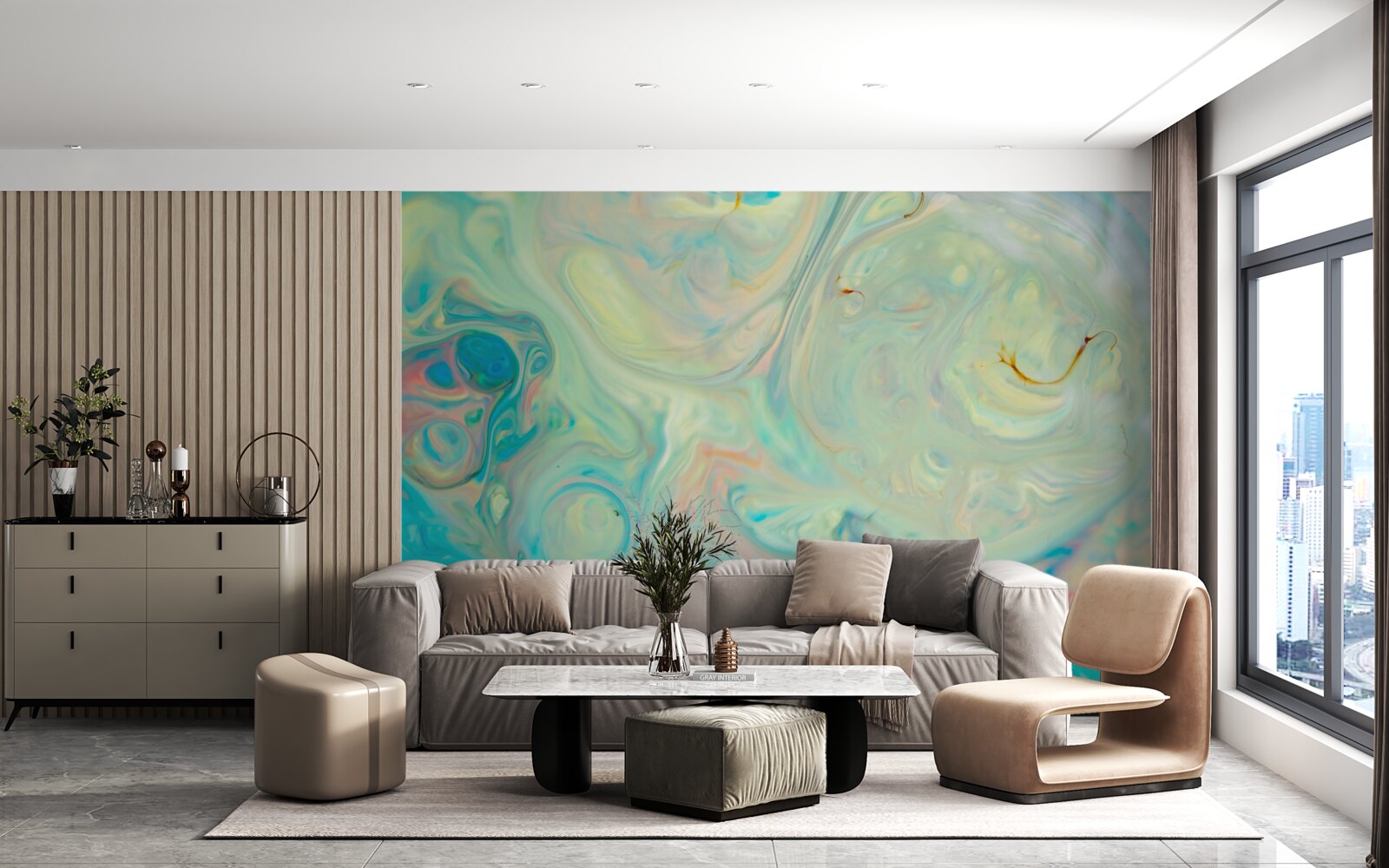 Фотошпалери світло-бірюзовий фон