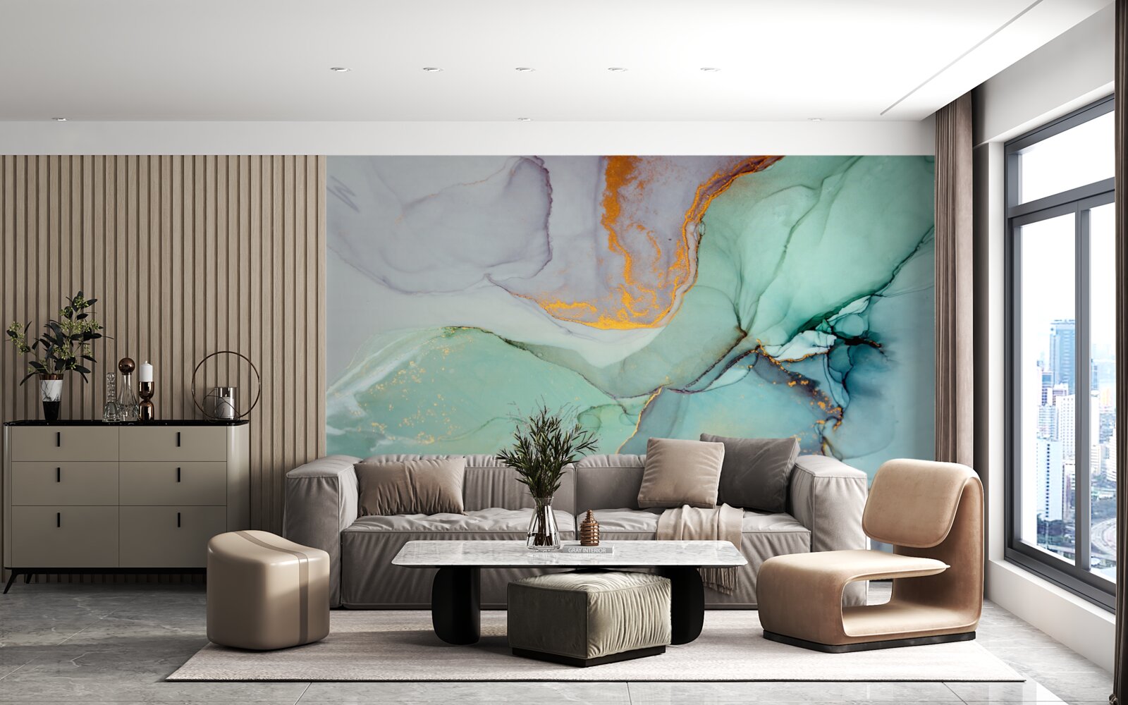 Фотошпалери бірюзовий відтінок дизайну