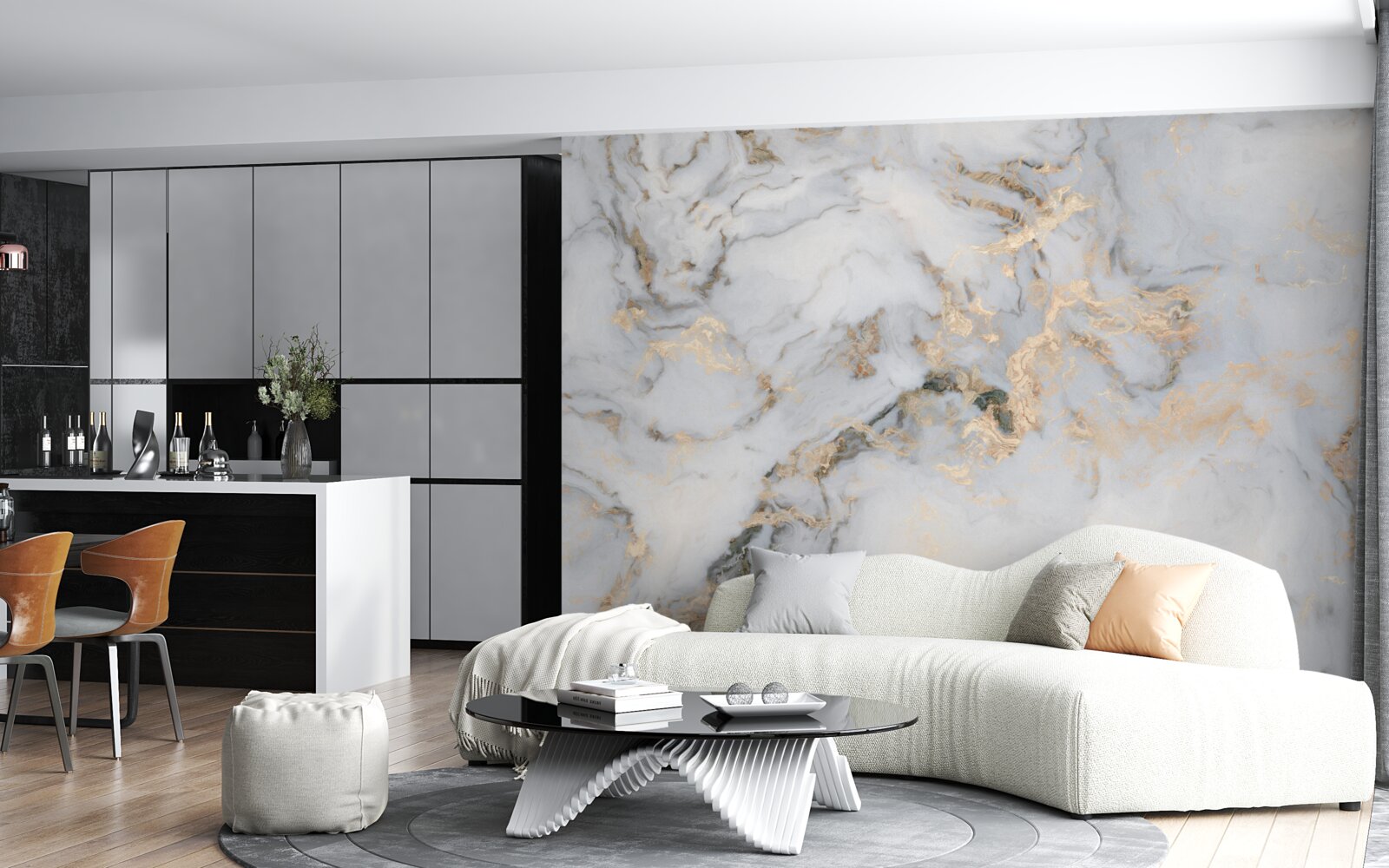 Фотошпалери мармур з малахітовим акцентом