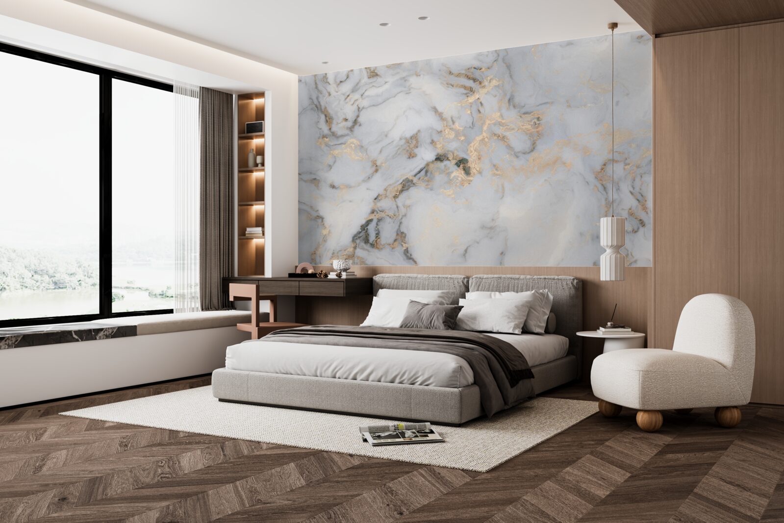 Фотошпалери мармур з малахітовим акцентом