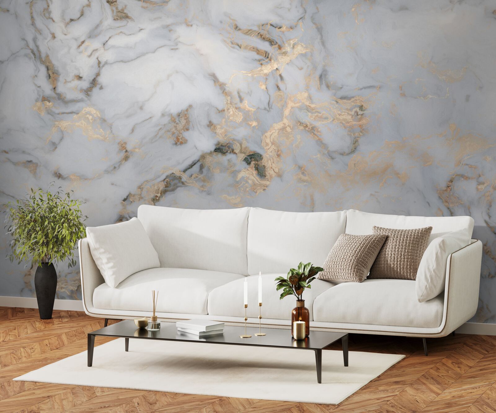 Фотошпалери мармур з малахітовим акцентом