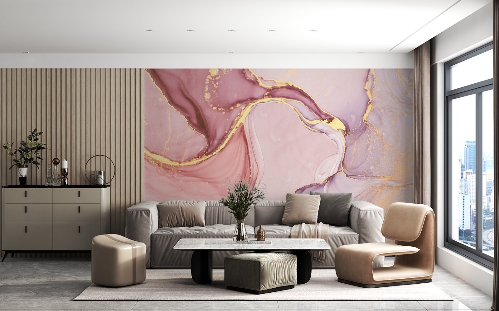 Фотошпалери ніжна рідина у відтінку рожевої фіалки