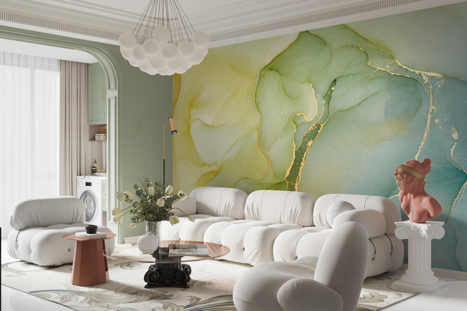 Фотошпалери мармурове тло в м'ятних відтінках