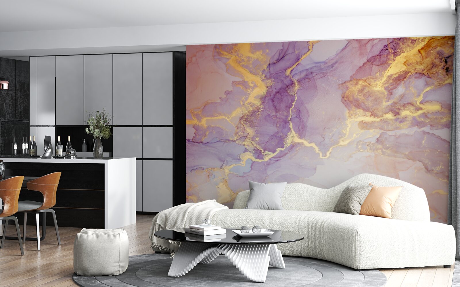 Фотошпалери бузкова рідина з золотистим відтінком