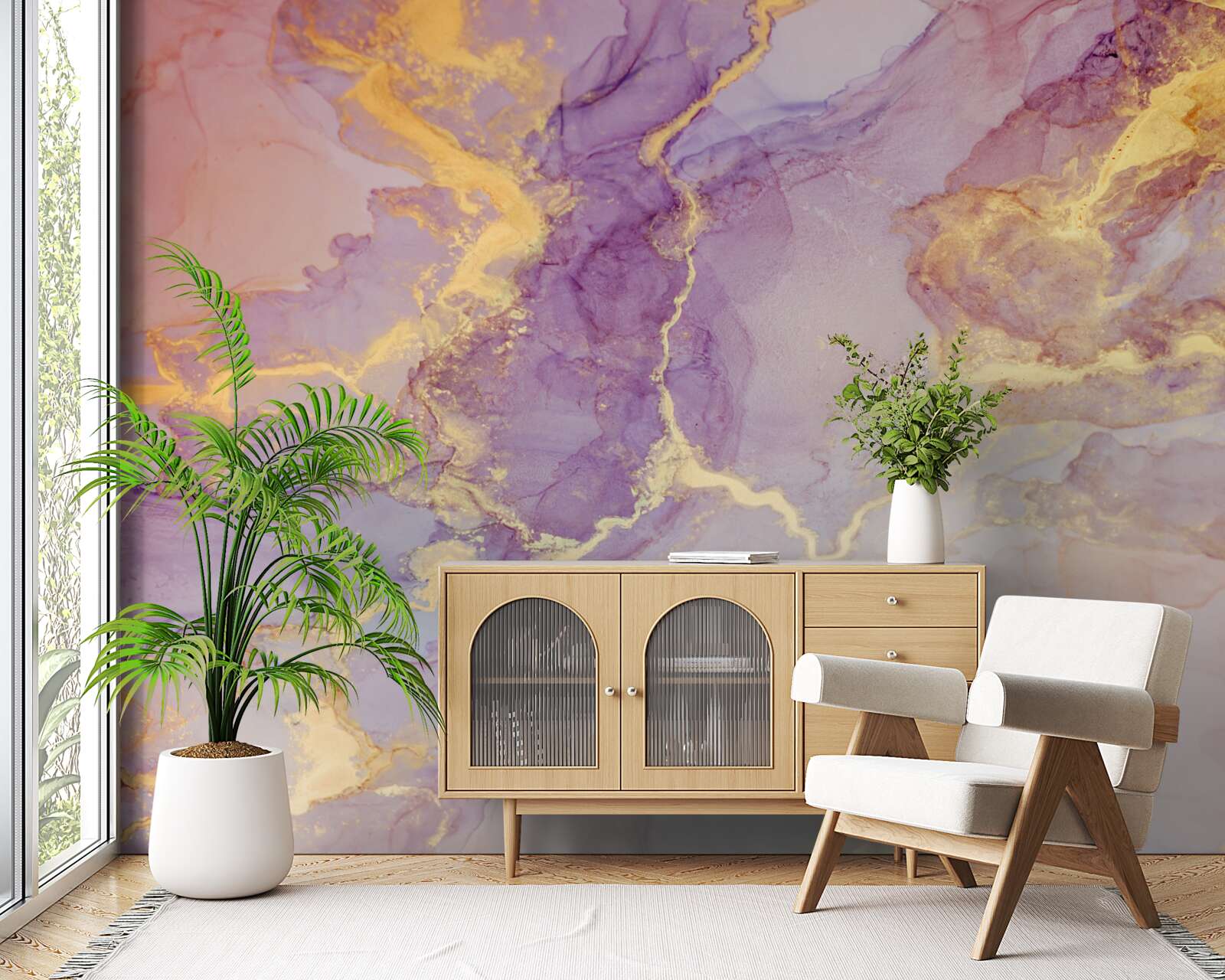 Фотошпалери бузкова рідина з золотистим відтінком