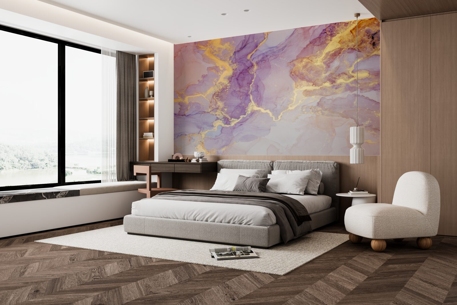 Фотошпалери бузкова рідина з золотистим відтінком