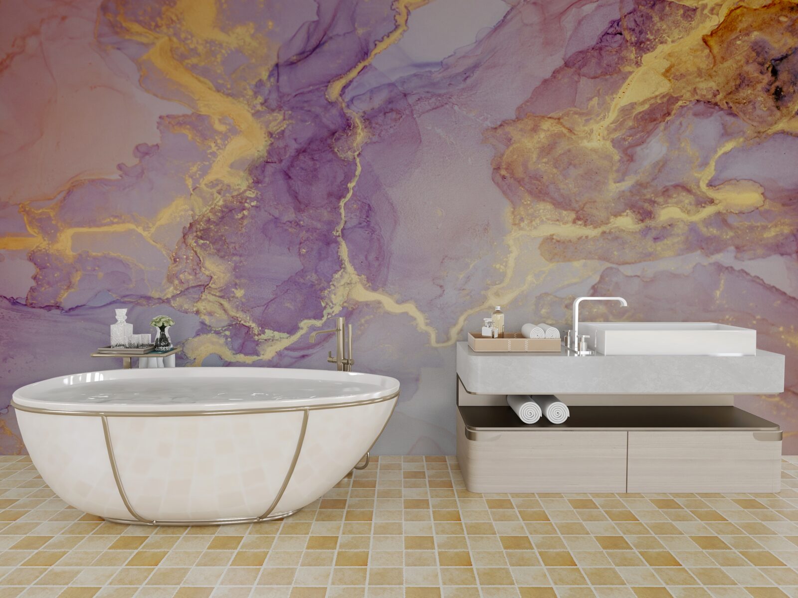 Фотошпалери бузкова рідина з золотистим відтінком