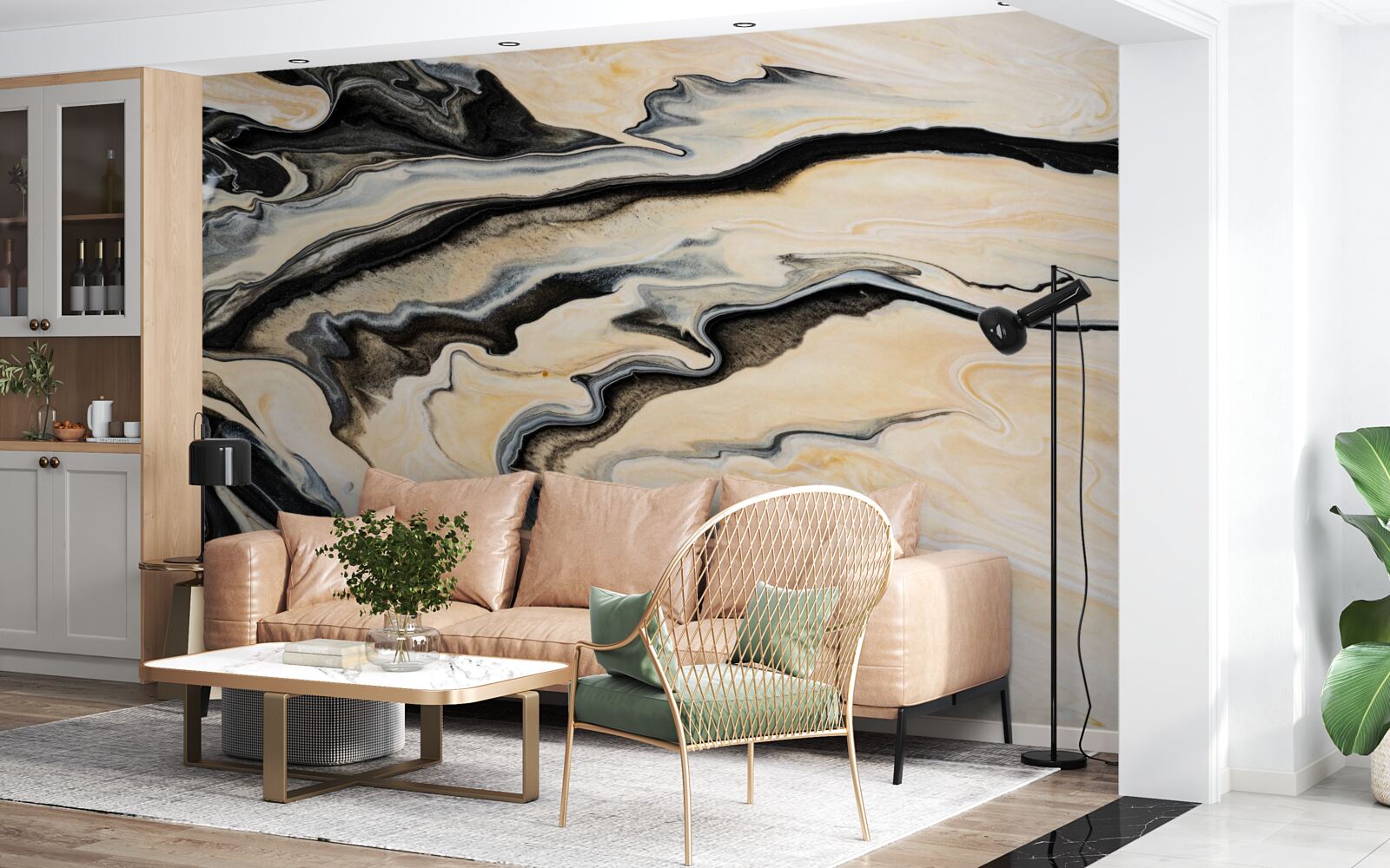 Фотошпалери мармурове тло в гладкому бежевому відтінку