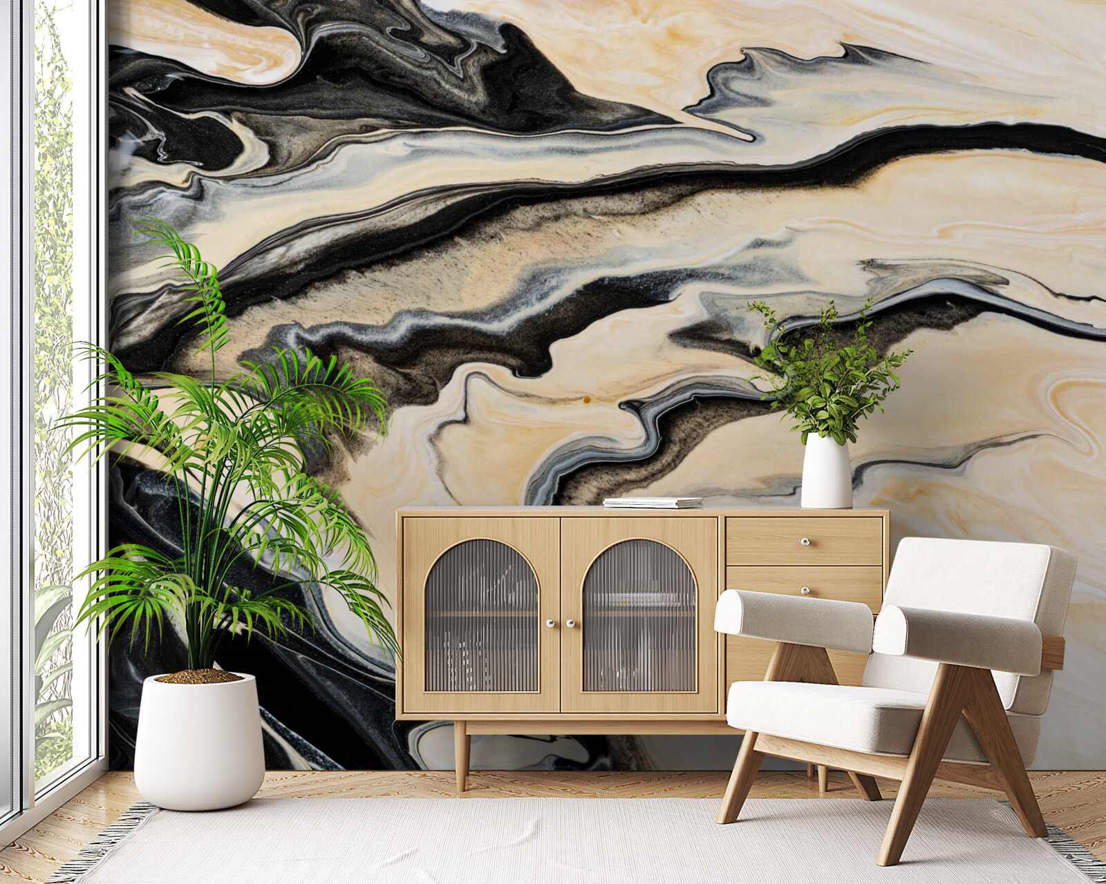 Фотошпалери мармурове тло в гладкому бежевому відтінку