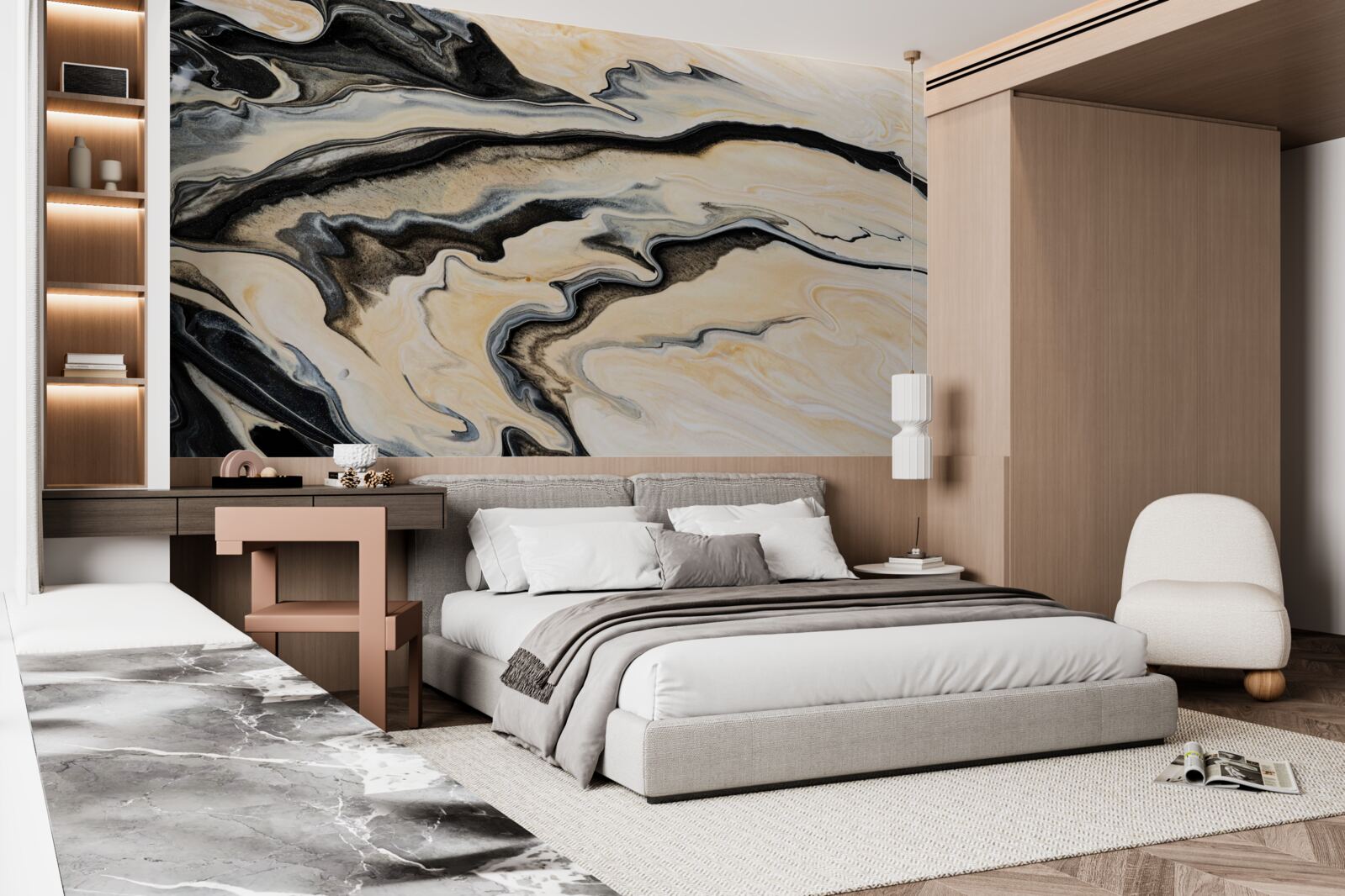 Фотошпалери мармурове тло в гладкому бежевому відтінку