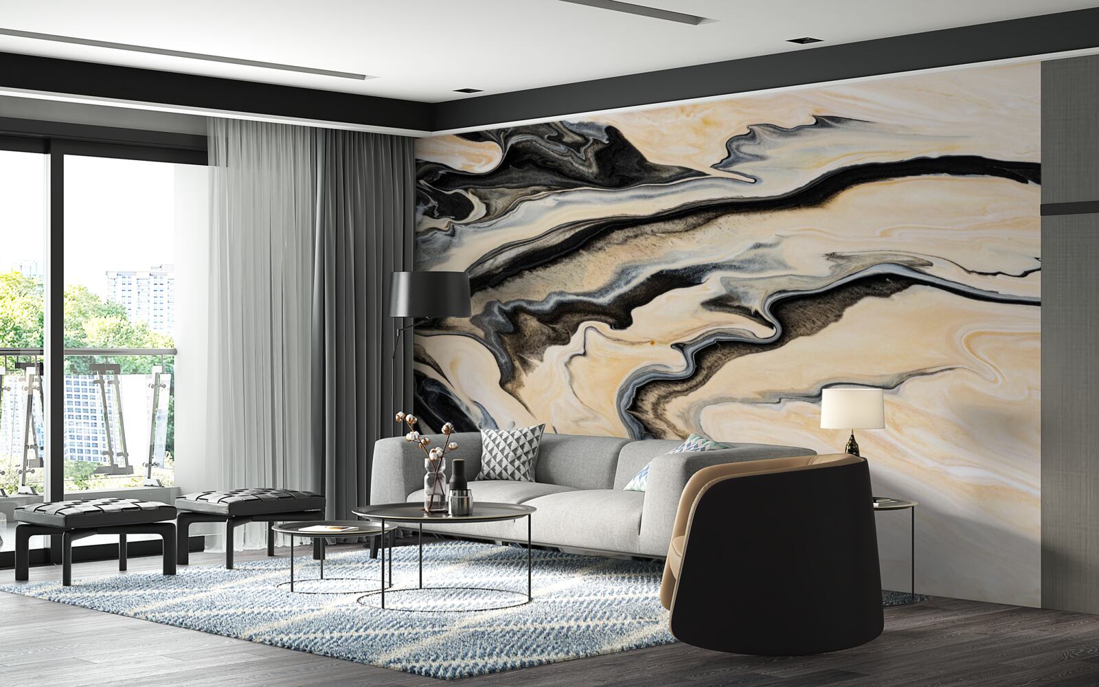 Фотошпалери мармурове тло в гладкому бежевому відтінку