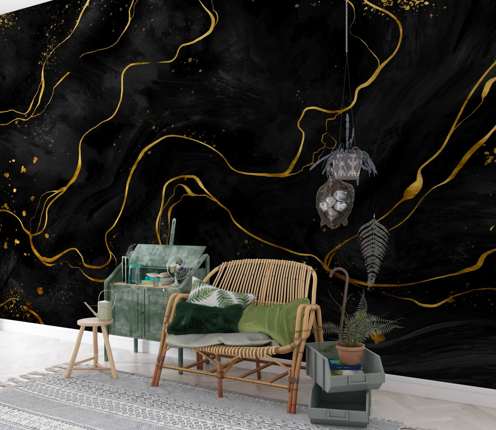 Фотошпалери мармурове тло у відтінках чорного та золотого