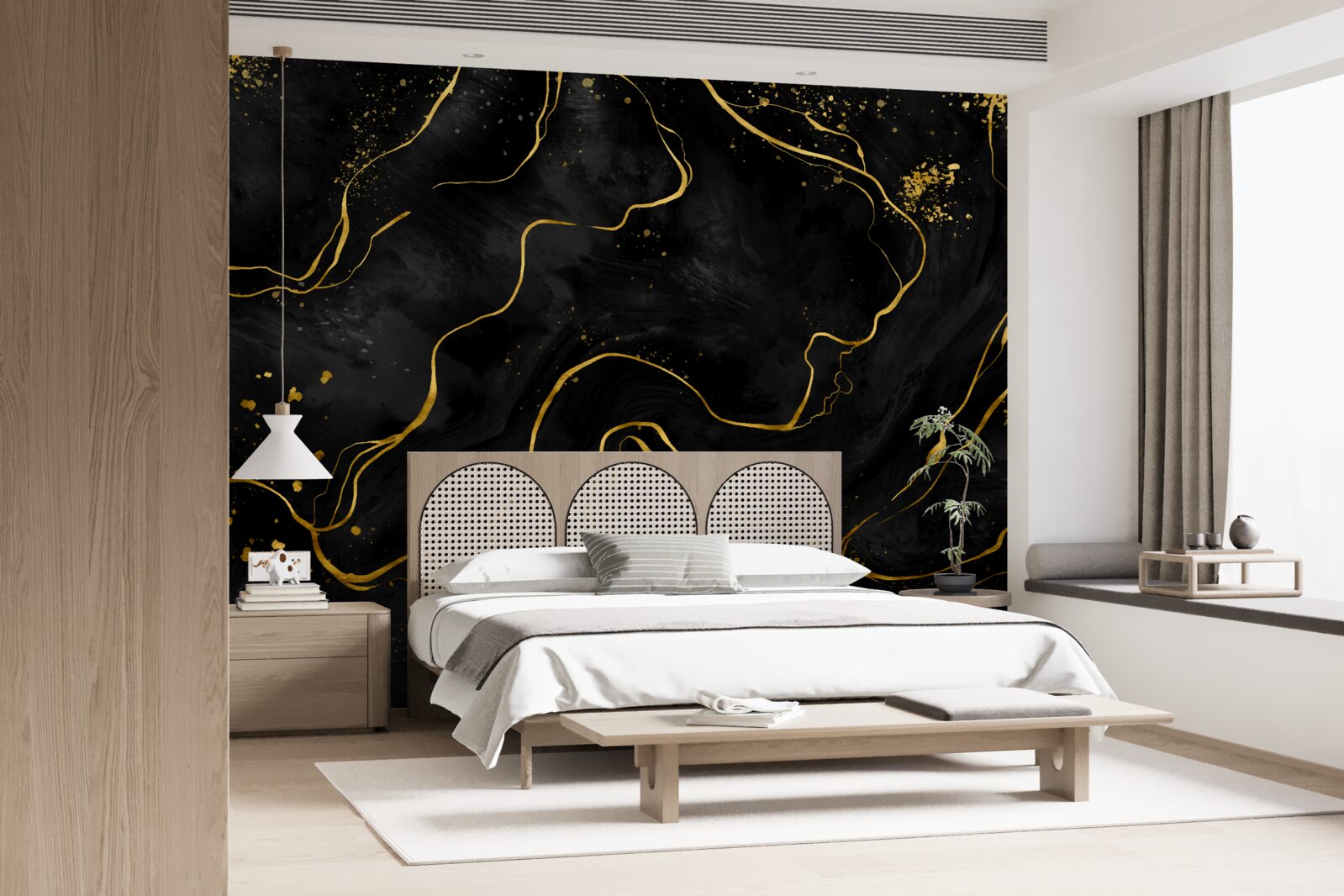 Фотошпалери мармурове тло у відтінках чорного та золотого