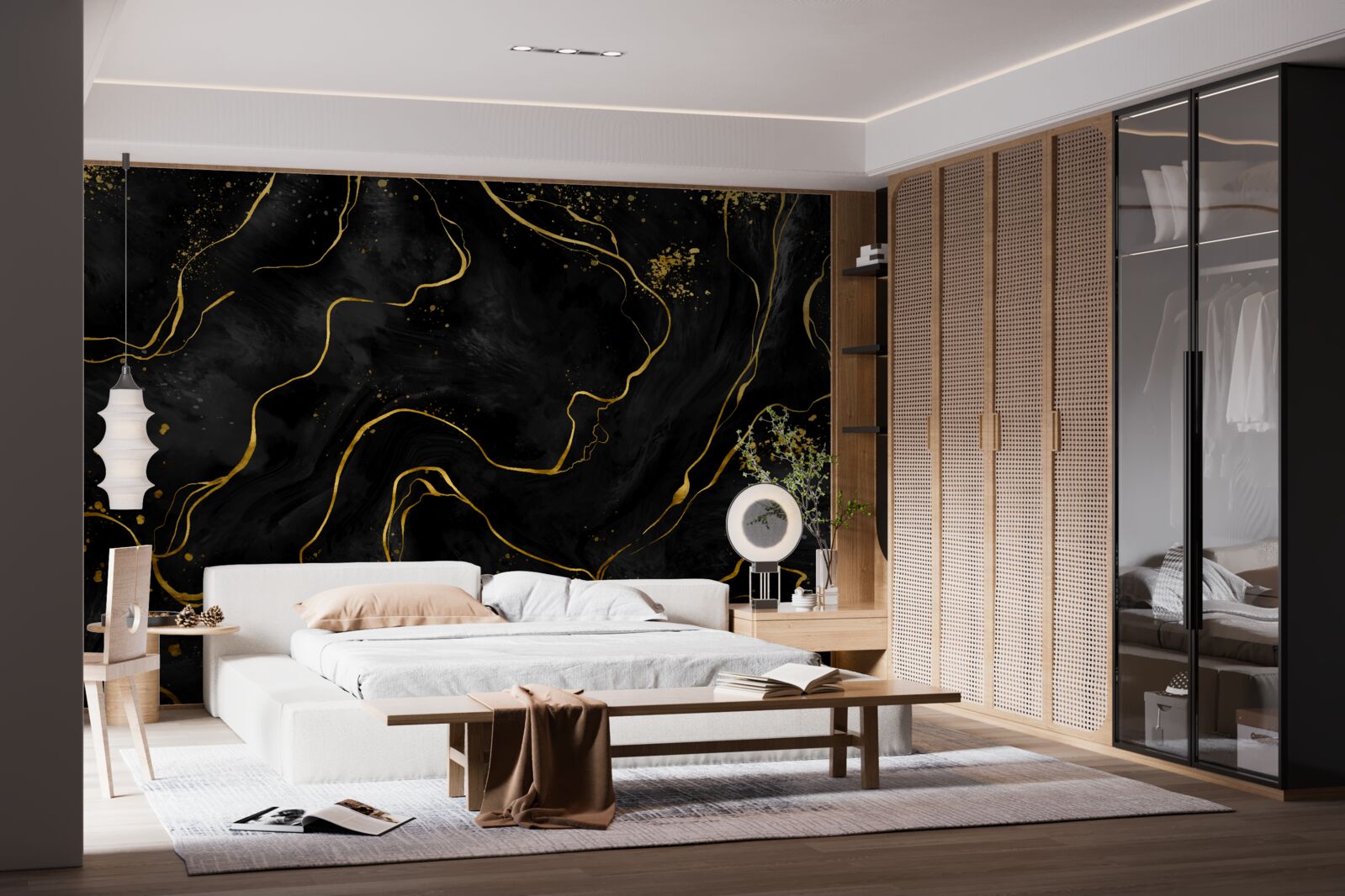 Фотошпалери мармурове тло у відтінках чорного та золотого