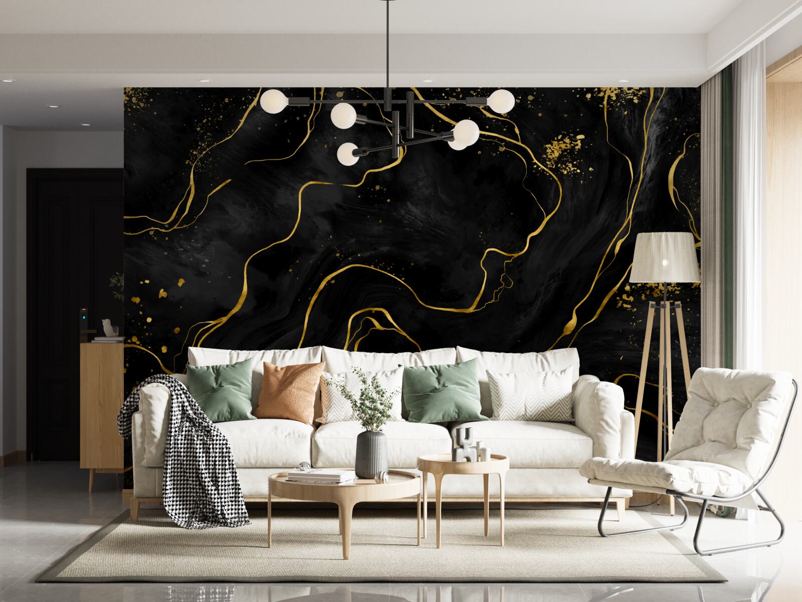 Фотошпалери мармурове тло у відтінках чорного та золотого