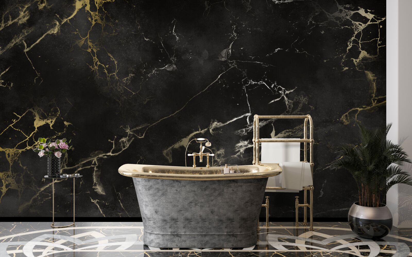 Фотошпалери візерунок з чорного мармуру